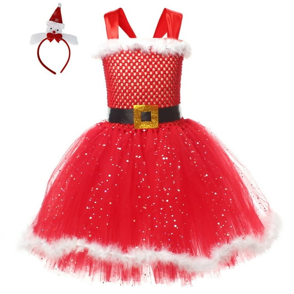 Mercatoo Girls Christmas Santa Tutu Dresses Dresses
