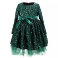 thumbnail image 1 of Mercatoo Girls Christmas Sequin Dress Flower Tulle Layered Long Sleeve Crewneck Skirt Kids Cute Birthday Part𝐲 Holiday Dresses, 1 of 7