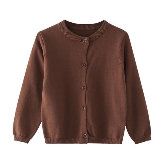 Mercatoo Girls Classic Knit Cardigan School đšniform Sweater Crewneck Button Front Outerwear Kids Girls Fuzzy Jacket Coat