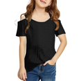 thumbnail image 1 of Mercatoo Girls Cold Shoulder T-Shirt Hollow Out Eyelet Tunic Blouse Tween Girls Trendy Going Out Blouses Cute T-Shirt Summer Tops, 1 of 8