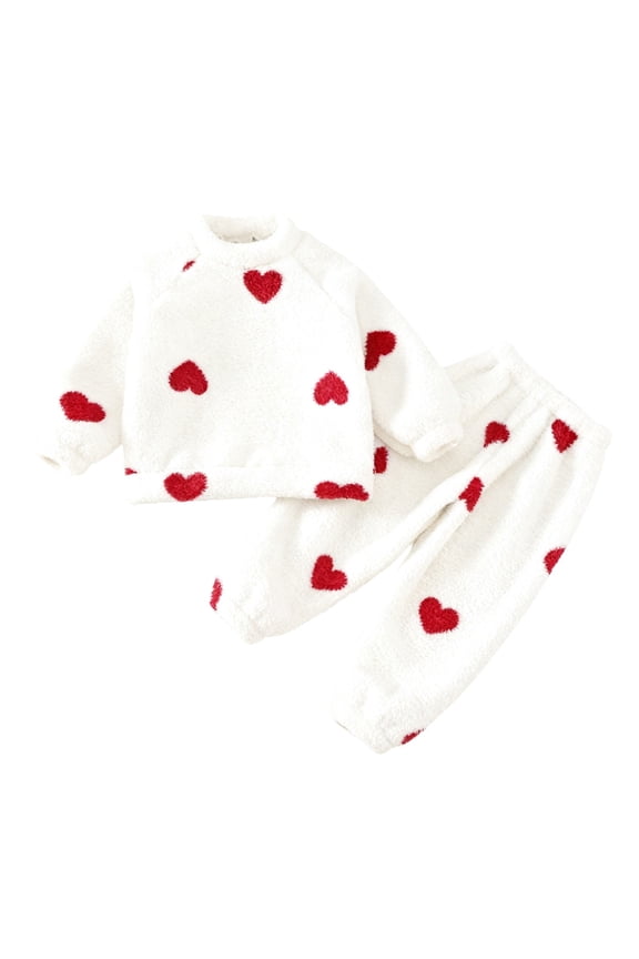 Girls Cozy Plush Sweater Set Soft Fuzzy Fleece 2 Piece Outfits Pullover Tops and Pants Kids Toddler Boys Furry Clothing Sets