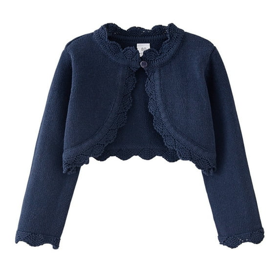 Mercatoo Girls Cropped Cardigan Sweaters Long Sleeve Cable Knit One Button Open Front Lightweight Cover Up Ruff𝐥e H𝐞m Tops