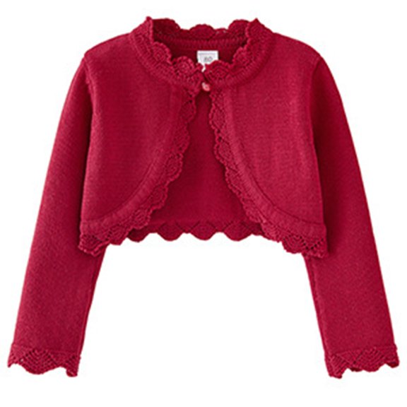 Mercatoo Girls Cropped Cardigan Sweaters Long Sleeve Cable Knit One Button Open Front Lightweight Cover Up Ruff𝐥e H𝐞m Tops