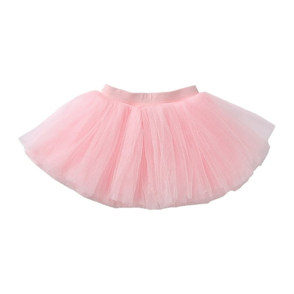 Mercatoo Girls Cute 𝐌ini Tutu Short Dress Carnival Skirt Pompoms Skirt Solid Color Elastic Waist Holidays Tulle Skirt