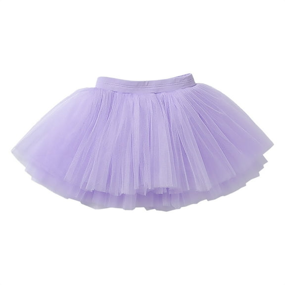 Mercatoo Girls Cute 𝐌ini Tutu Short Dress Carnival Skirt Pompoms Skirt Solid Color Elastic Waist Holidays Tulle Skirt