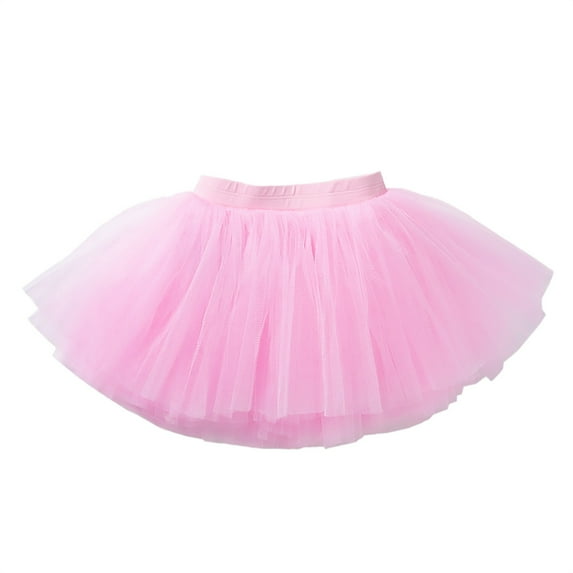 Mercatoo Girls Cute 𝐌ini Tutu Short Dress Carnival Skirt Pompoms Skirt Solid Color Elastic Waist Holidays Tulle Skirt