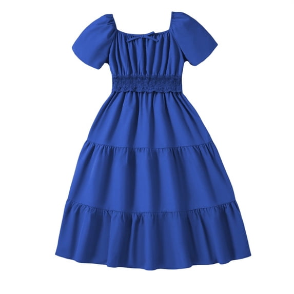 Mercatoo Girls Dresses Smocked Tiered A-Line Flowy Maxi Dresses for Wedding Pšrty Kids Girls Spring Summer Dress Easter Outfit