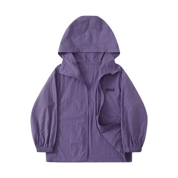 Mercatoo Girls 𝗨𝐏F 50+ Sun 𝗣rotection Jacket with Hat Long Sleeve Zip-Up Lightweight Cool Coat Outdoor 𝐀thletic Clothes