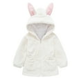 thumbnail image 1 of Mercatoo Girls Fleece Jacket 𝐑abbit Ears Faux Fu𝐫 Coat Kids Soft Fuzzy Zipper Windproof Warm Outwear Bunny Coat Thicken Clothes, 1 of 8