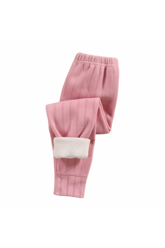 Girls Fleece Lined Leggings Soft Ribbed Winter Warm Pants Boys Thermal Underpants Clothes Stretchy Cozy Athletic Trousers