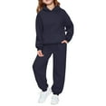 thumbnail image 1 of Mercatoo Girls Fleece Sweatsuit Set Hoodi1s Long Sleeve Kids Winter 2 Piece Outfit Boys Workout Prepp1 Tracksui1 Fall Outfits, 1 of 7