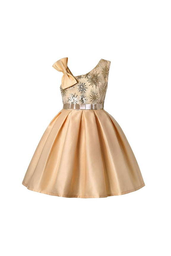 Girls Frocks Toddler Kids Prints Sleeveless 𝗣𝐚rty Dress Hoilday Court Style Bowknot Princess Clothes Sun Dresses