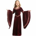 thumbnail image 1 of Mercatoo Girls Halloween 𝐂ostume Witch Ghos𝐭 Dress Hoodie Velvet Embroidered Flared Sleeves Elegant Stage Performance Clothes, 1 of 5