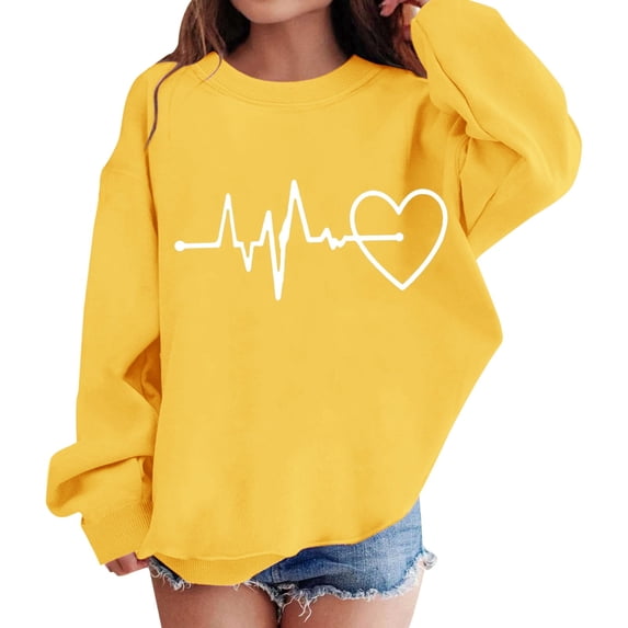 Mercatoo Girls Heart Sweatshirts Fall Winter Cute Trendy Oversized Sweatshirt Long Sleeve Crewneck School Pullover Tops
