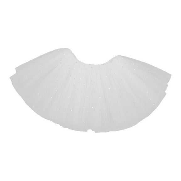 Mercatoo Girls Holidays Skirt Carnival Skirt 𝐌ini Skirts Solid Color Elastic Waist Tulle Tutu Short Dress Pompoms Skirt