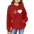 thumbnail image 1 of Mercatoo Girls' Hooded Sweatshirts 𝗪affle Loose 𝗛oodie with Print Long Sleeve Soft Pullover with Pocket for Kids Girls, 1 of 8
