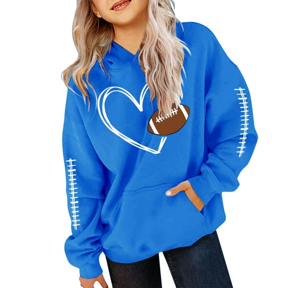 Mercatoo Girls Hoodies Football Girls Sweatshirts Winter Jackets Clothing Cute Football Baseball Oversized Hoodie for Teen Girls
