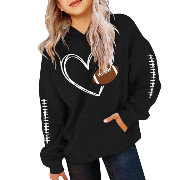 Mercatoo Girls Hoodies Football Girls Sweatshirts Winter Jackets Clothing Cute Football Baseball Oversized Hoodie for Teen Girls