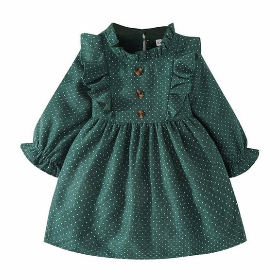 Mercatoo Girls' Leisure Long Sleeved Dress Toddler Kids Girl Ruffle Long Sleeve A-Line Princess Dresses Autumn Winter