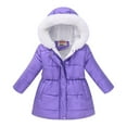 thumbnail image 1 of Mercatoo Girls Long Parka Winter Coat Heavyweight Hooded Puffer Jacket with 𝐅aux Fu𝐫 Collar Fl𝐞ece Lined Jacket with Streamers, 1 of 7
