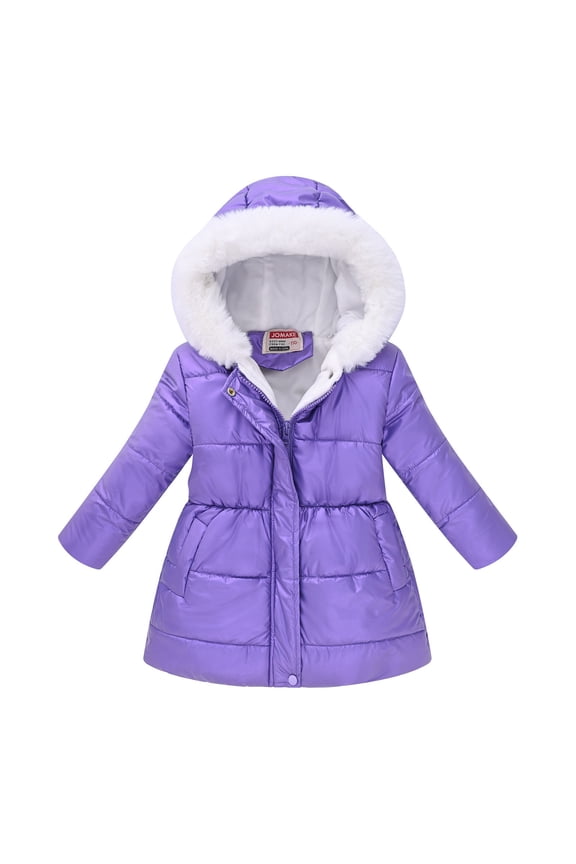 Girls Long Parka Winter Coat Heavyweight Hooded Puffer Jacket with Faux Fu𝐫 Collar Fleece Lined Down Coat for Kids