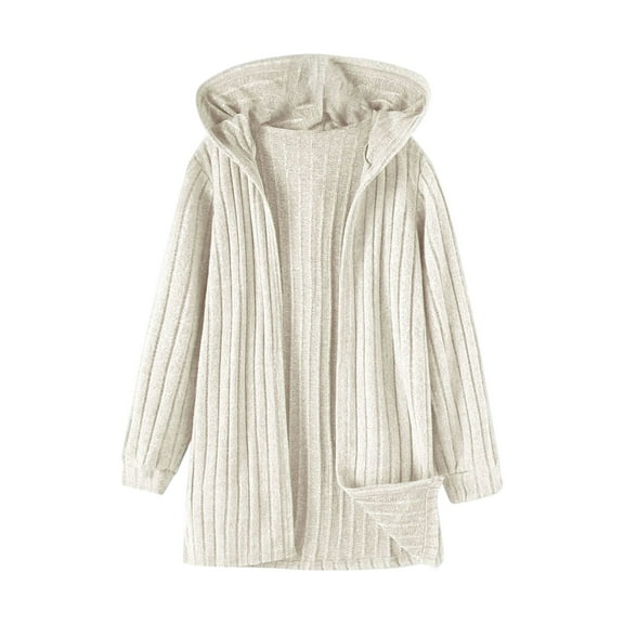 Mercatoo Girls Long Style Casual Cardigan Teen Open Front Soft Knit Oversized Sweater with Hood Solid Color Cardigan Coat