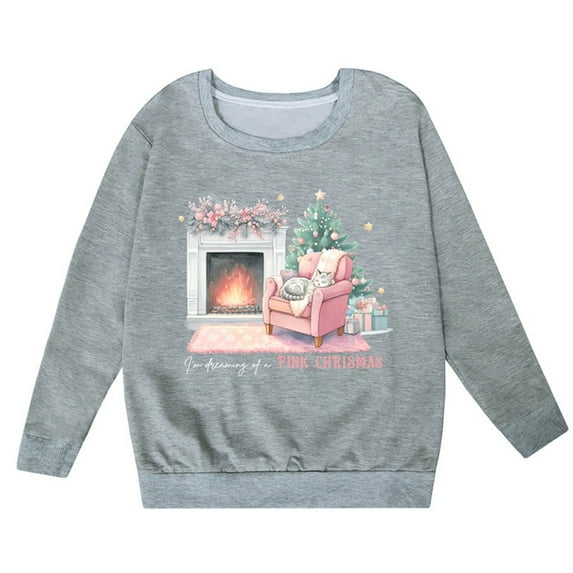Mercatoo Girls' Middle and Small Children's Fall and WinterChristmas Christmas Cat Christmas Toddler Fashion Hoodies Sweatshirt
