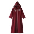 thumbnail image 1 of Mercatoo Girls Muslim Abaya Embroidery Hooded Long Sleeve Islami1 Ramadan Prayer Dress Kids Elegant Full Length Kaftan Robes, 1 of 8