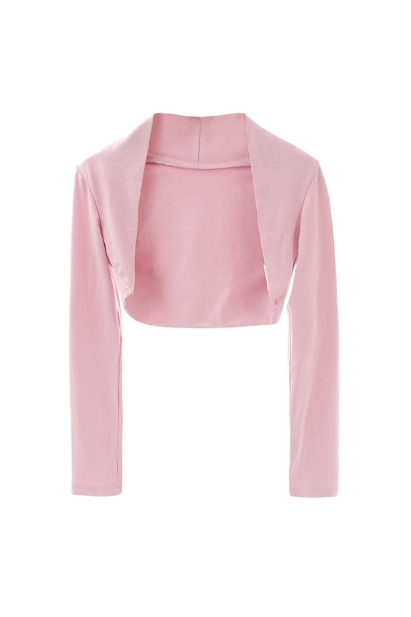 Girls' Open Front Crop Dance Shawl Long Sleeve Jacket Comfy Cardigan 3/4 Sleeve 𝐁olero 𝐒hrug Ballet Training Coat Tops