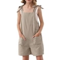 thumbnail image 1 of Mercatoo Girls Overalls Cotton Linen Shortalls Adjustable Tie-Up Strap Jumpsuits Wide Leg Rompers Loose Jumpsuits Cute Overalls, 1 of 8