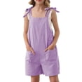 thumbnail image 1 of Mercatoo Girls Overalls Cotton Linen Shortalls Adjustable Tie-Up Strap Jumpsuits Wide Leg Rompers Loose Jumpsuits Cute Overalls, 1 of 8