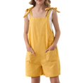 thumbnail image 1 of Mercatoo Girls Overalls Cotton Linen Shortalls Adjustable Tie-Up Strap Jumpsuits Wide Leg Rompers Loose Jumpsuits Cute Overalls, 1 of 8
