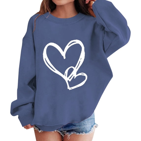 Mercatoo Girls Oversized Cute Sweatshirts Long Sleeve Crew Neck Cotton Pullover Tops Clothes Teen Kids 𝗣reppy Sweater Outfits
