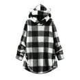 thumbnail image 1 of Mercatoo Girls Oversized Fuzzy Plaid Hoodies Teen Kids Pullover Plush Hooded Sweater Soft Fleece Fall Lightweight Clothes, 1 of 3