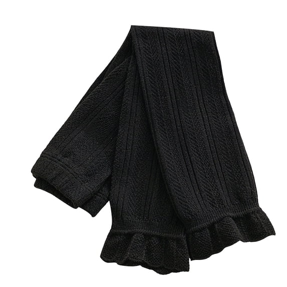 Mercatoo Girls Patterned Footless Ruffled Tights Kids Thermal Winter Warm 𝐑uffle Ballet Tights Knit Cotton Stockings Cute Cozy Pant