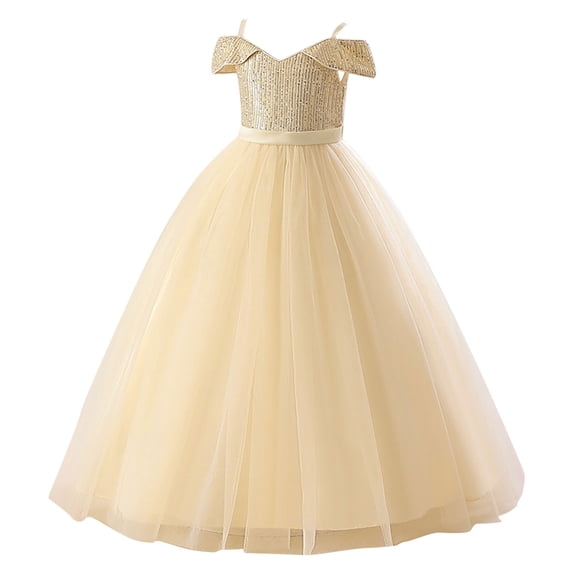 Mercatoo Girls Princess Dress V-neck Short Sleeve Tulle Prom Backless Birthday Gown Party Photo Tulle Dress 4 to 12 Year