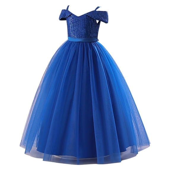 Mercatoo Girls Princess Dress V-neck Short Sleeve Tulle Prom Backless Birthday Gown Party Photo Tulle Dress 4 to 12 Year