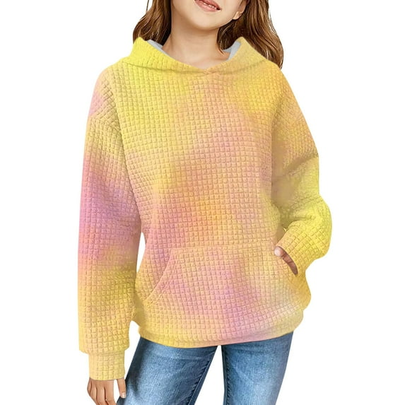 Mercatoo Girls Ribbed Hoodie Clothes Cute Cotton Soft Pullover Sweatshirts Teen Kids Long Sleeve Hoodie Tops with Pockets