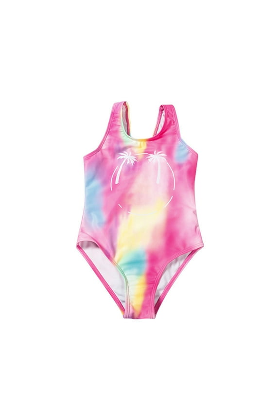 Girls Romper Swimsuits Kids Tie Dye Bathing Suits Tank Top Swimwear Toddler Beach Summer Swim Suits 1 to 5 Years