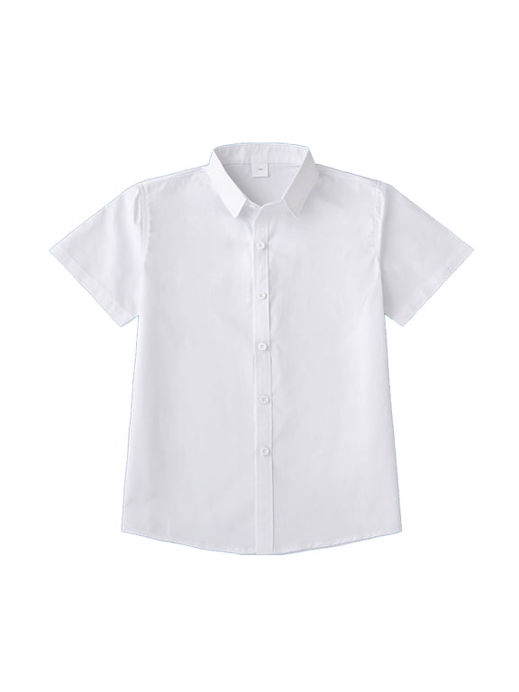 Girls School Pol𝐨 Plain White Blouse Shirt Short Sleeve Classic Cotton Dress Shirts Button down Slim Fit Piqu𝐞 Kids Shirt