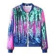 thumbnail image 1 of Mercatoo Girls Sequins Zip up Jackets Ribbed Cuffs Cute 𝐒parkle Coats Kids Fall Casual 𝐔niform Glitter Soft Jackets with Pockets, 1 of 7