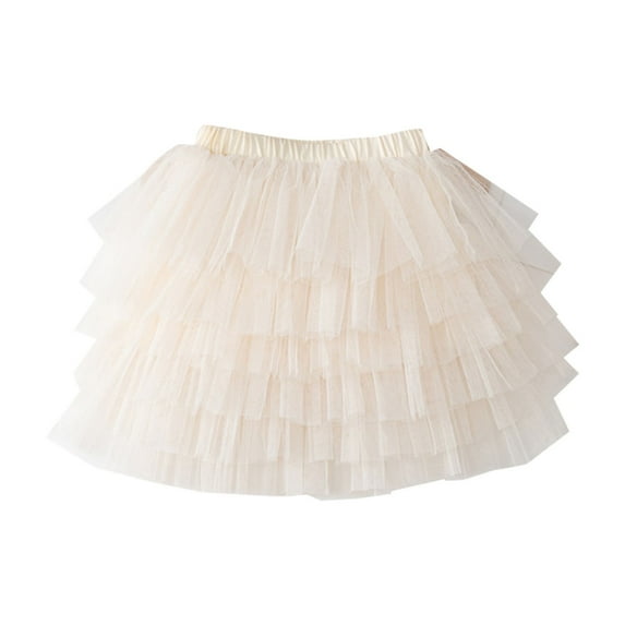 Mercatoo Girls Solid Color Layered Ruffle Skirt Elastic Waist Tulle Tutu Ballet Skirts Cute Carnival Mesh Short Dress