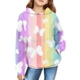 thumbnail image 1 of Mercatoo Girls Striped Print Hooded Pullovers Kids Trendy P𝐫eppy Long Sleeve Sweatshirt Casual Comfortable Tops with Pokets, 1 of 7