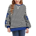 thumbnail image 1 of Mercatoo Girls Striped Sweatshirts Oversized Star Graphic Crew Neck Pullover Sweatshirts Clothes Teen Kids Cute Tops Sweater, 1 of 4