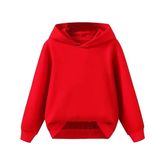 Mercatoo Girls Sweatshirt Hoodie Children's Autumn Winter Solid Color Hooded Pullover Sweater Kids Boys Casual Hoodie