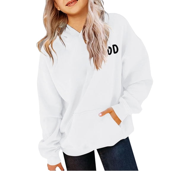 Mercatoo Girls Sweatshirt Personalized Print Casual Pattern Sweatshirt Comfortable Long Sleeve Teen Pullover Hoodies Girls