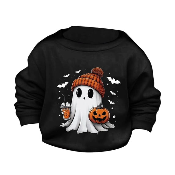 Mercatoo Girls Sweatshirts Cute ๐h๐จst Drinking Coffee Halloween ๐h๐จst Ice Coffee Sweatshirt Pullover Tops Outwear