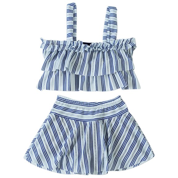 Mercatoo Girls Swimsuit 2Pcs Set Flounced Camisoles Tankini Swimwear and Short Skirt Outfit Kids Girls Beach Bathing Suits