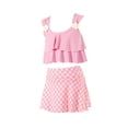 thumbnail image 1 of Mercatoo Girls Swimsuits 2Pcs Ruffles Bathing Suits Summer Plaid Printing Skirt Toddler Beach Surf Tankini Swimwear Set, 1 of 5
