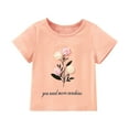thumbnail image 1 of Mercatoo Girls Toddler Short Sleeve Tshirt Tops Tees Casual Summer Shirts Flower Graphic Kids Basic Crewneck T Shirts, 1 of 3